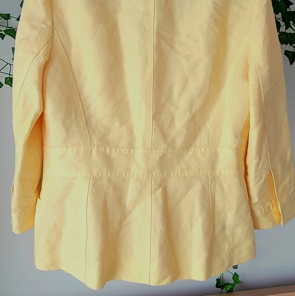Yellow Linen blend Kasper Blazer/Jacket - Size 8 - Picture 3 of 11